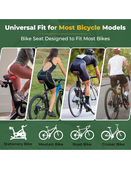 Cojín de Asiento de Bicicleta TONBUX Rojo - Espuma Viscoelástica