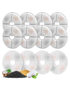 Paquete de 12 Filtros de Agua para Gatos GISOFIK 14 cm Triple Filtración
