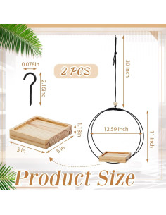 Soporte de Planta Colgante Geelin con Base de Madera - 2 Piezas 2