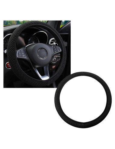 Funda de Volante Elástica Kewucn 37-39 cm Microfibra Negra