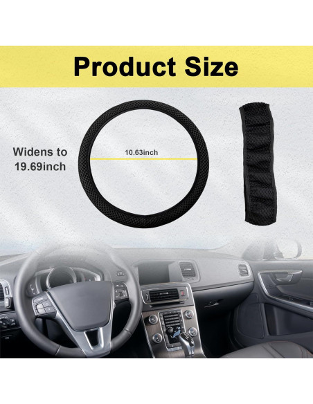 Funda de Volante Elástica Kewucn 37-39 cm Microfibra Negra