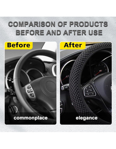 Funda de Volante Elástica Kewucn 37-39 cm Microfibra Negra