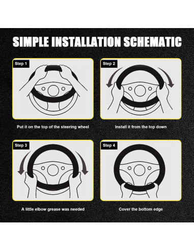 Funda de Volante Elástica Kewucn 37-39 cm Microfibra Negra