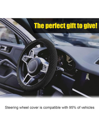 Funda de Volante Elástica Kewucn 37-39 cm Microfibra Negra