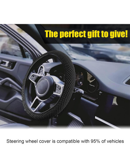 Funda de Volante Elástica Kewucn 37-39 cm Microfibra Negra