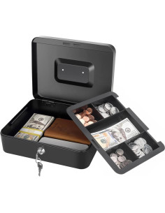 Caja de Dinero Crinwaki con Cerradura 25x20x9 cm Negra 2