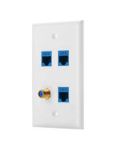 Placa de Pared IBL con 3 Puertos Ethernet Cat6 y Coaxial