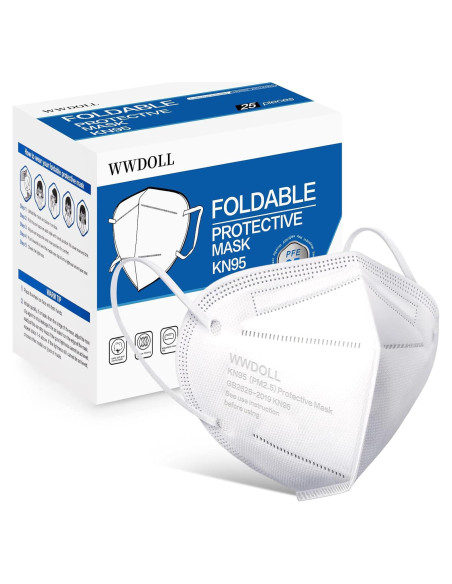 Mascarillas KN95 WWDOLL Paquete de 25, 5 Capas Transpirables