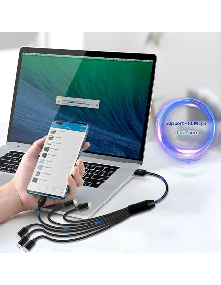 Cable Divisor Micro USB Herfair 1.5m 6-en-1 Carga y Datos Cable Divisor Micro USB Herfair 1.5m 6-en-1 Carga y Datos