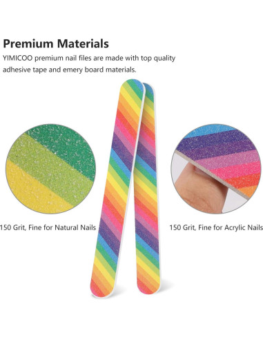 12 Limas de Uñas Coloridas YIMICOO 150/150 Doble Cara 17.78 cm
