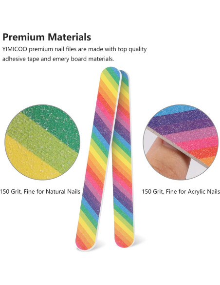 12 Limas de Uñas Coloridas YIMICOO 150/150 Doble Cara 17.78 cm