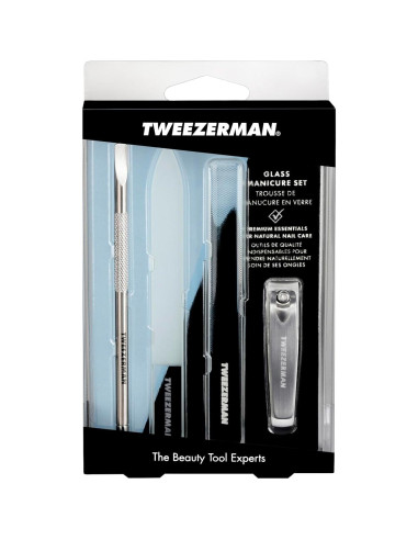 Juego de Manicura de Vidrio Tweezerman - Cortauñas, Lima y Pulidor