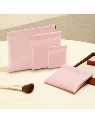 Estuche de Maquillaje Rosa 4 Pcs Portátil para Mujeres