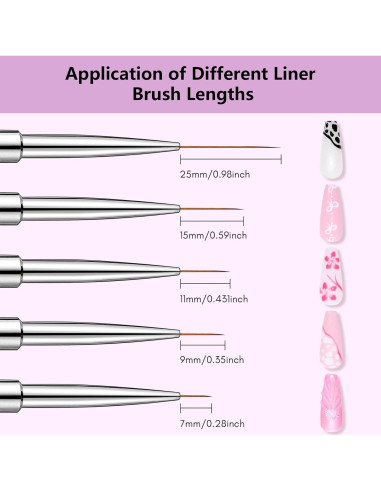 Conjunto de Pinceles para Uñas Makartt 5 Piezas 7-25mm