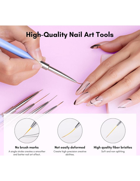 Conjunto de Pinceles para Uñas Makartt 5 Piezas 7-25mm