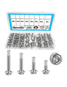 Kit de 150 Tornillos Autoperforantes Acero Inoxidable SpzcdZa