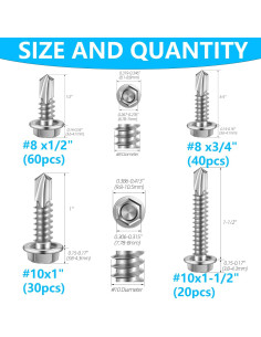 Kit de 150 Tornillos Autoperforantes Acero Inoxidable SpzcdZa 2