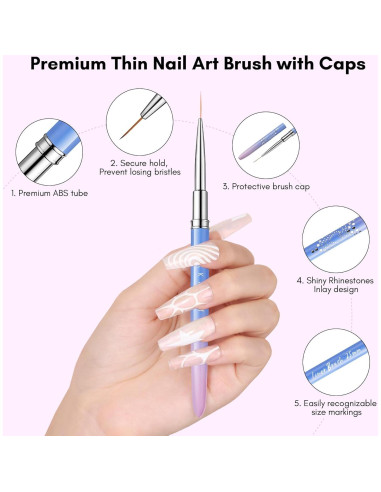 Conjunto de Pinceles para Uñas Makartt 5 Piezas 7-25mm