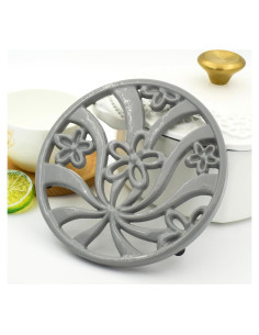 Trivet de Hierro Fundido Minluful Gris 17.78 cm Vintage