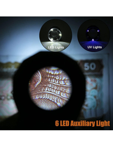 Lupa de Joyería JEYUME 30X con 6 LEDs Recargable