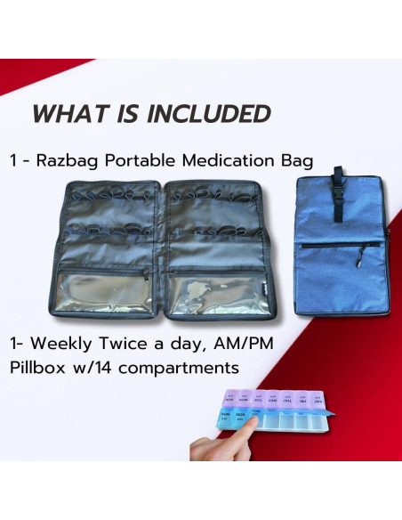 Bolsa de Medicina de Viaje Razbag Azul - Organizador Seguro y Espacioso