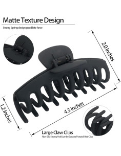 Clips Jumbo Antideslizantes OWIIZI para Cabello Grueso - 3 Piezas 2