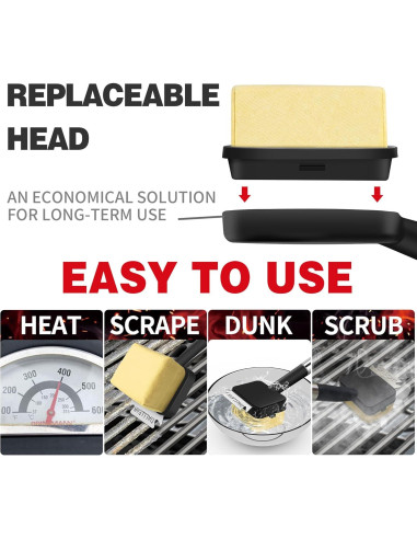 Cepillo para Parrilla BBQ Dalllean Trapezoide con Cabezal Reemplazable