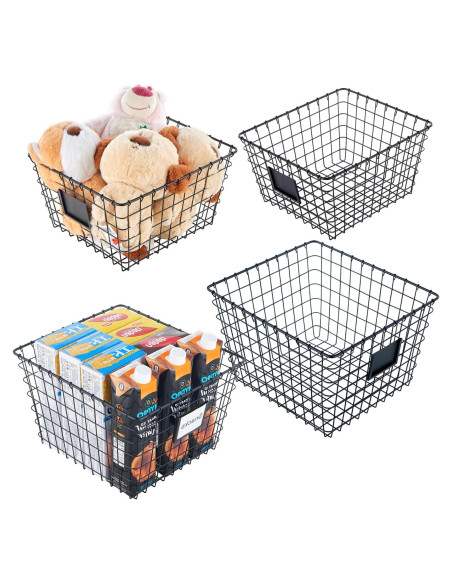 4 Canastas de Almacenamiento de Alambre JUNCHU CHERRY 30x34.5cm