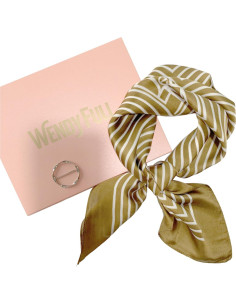 Bufanda de Seda de Morera 68x68 cm para Mujeres - A1-khaki Line 2