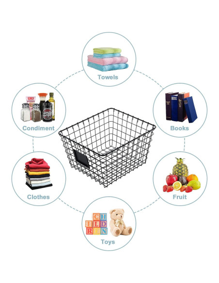 4 Canastas de Almacenamiento de Alambre JUNCHU CHERRY 30x34.5cm