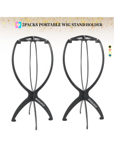 Soporte para Pelucas Portátil MISSUHUI - 2 Piezas Negras 2