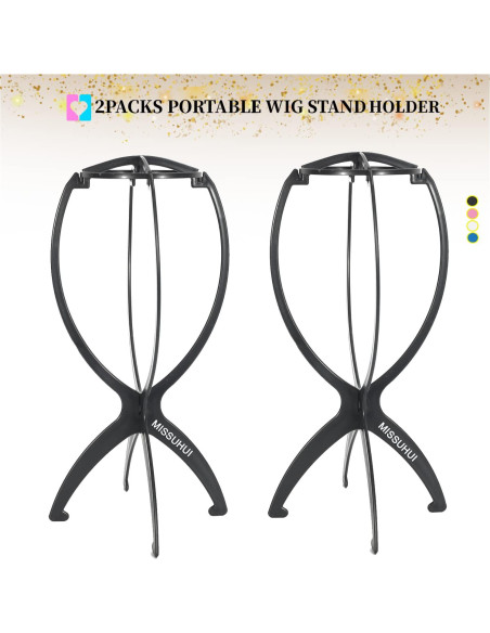 Soporte para Pelucas Portátil MISSUHUI - 2 Piezas Negras