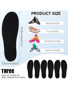 3 Pares de Plantillas Antideslizantes Lavables para Zapatos 2
