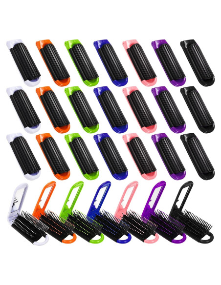 21 Cepillos de Pelo Plegables Lawei con Espejo - Mini Portátil