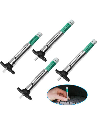 Juego de 4 medidores de profundidad de neumáticos ZUDKSUY - Codificados por colores