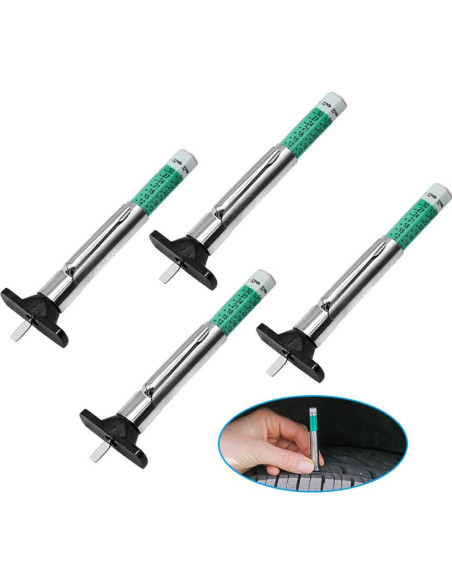 Juego de 4 medidores de profundidad de neumáticos ZUDKSUY - Codificados por colores