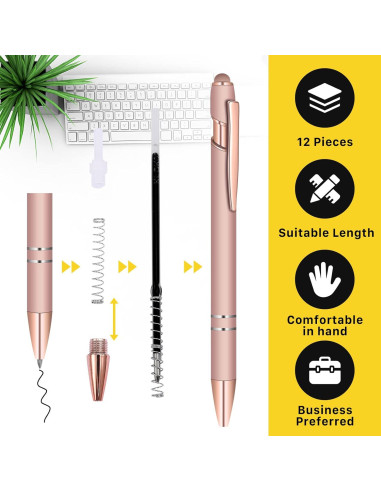 Set de 12 Bolígrafos Estilógrafos Tivcck Oro Rosa 1.0 mm