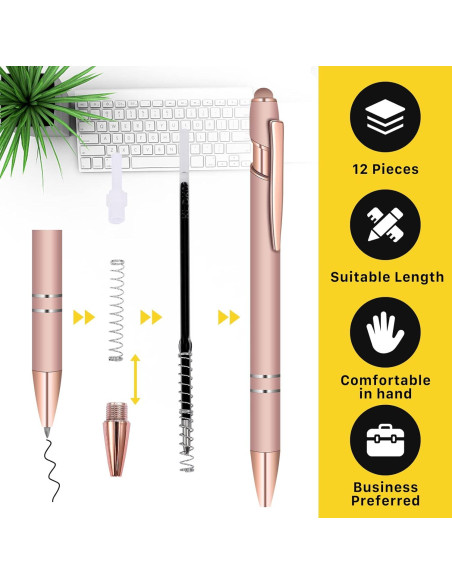 Set de 12 Bolígrafos Estilógrafos Tivcck Oro Rosa 1.0 mm Set de 12 Bolígrafos Estilógrafos Tivcck Oro Rosa 1.0 mm