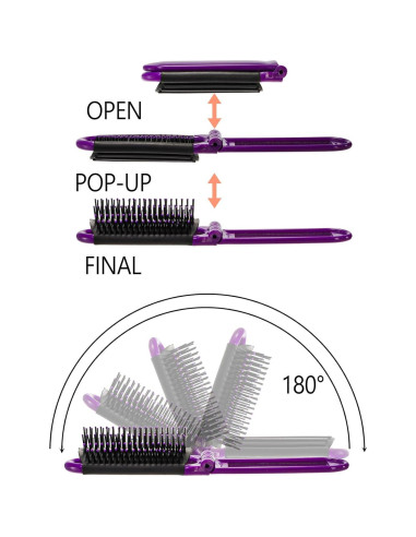21 Cepillos de Pelo Plegables Lawei con Espejo - Mini Portátil
