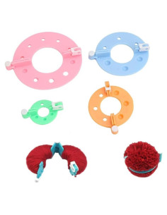 Juego de 4 Hacedores de Pom Pom Happyupcity - 3.5 a 9 cm