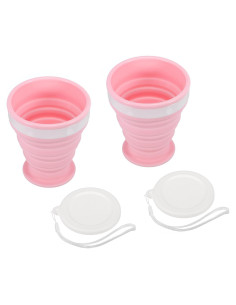 Taza Plegable PATIKIL 200mL Silicona Rosa 2 Unidades