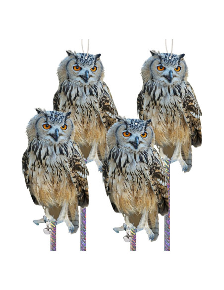 4 Búhos Falsos Kungfu Mall con Cinta Reflectante para Jardín