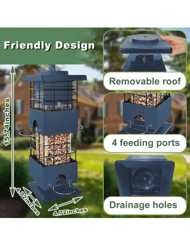Comedero para Aves YLTIMER 1.36 kg A Prueba de Ardillas Azul