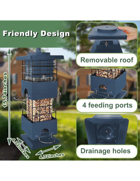 Comedero para Aves YLTIMER 1.36 kg A Prueba de Ardillas Azul