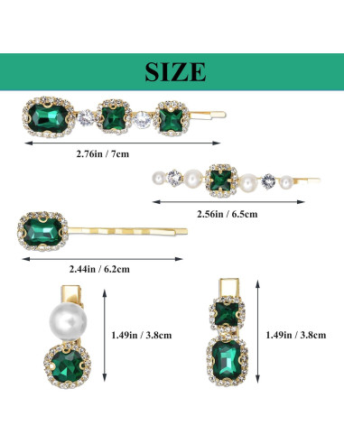 Set de 5 Pinzas para Cabello Vintage Doradas con Perlas