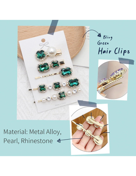 Set de 5 Pinzas para Cabello Vintage Doradas con Perlas