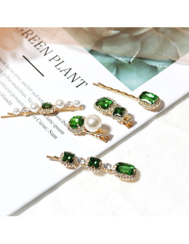 Set de 5 Pinzas para Cabello Vintage Doradas con Perlas