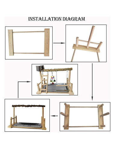 Perchero para Aves de Madera Kathson 37.5x24x23.5cm