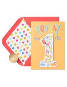 Tarjeta de Cumpleaños 1er Cumpleaños Papyrus - Diseño Brillante