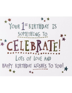 Tarjeta de Cumpleaños 1er Cumpleaños Papyrus - Diseño Brillante 2